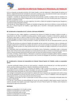 QUESTÕES DE DIREITO DO TRABALHO E PROCESSUAL DO TRABALHO 
 
 
8 
b) Em se tratando de execução provisória, fere dire
