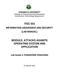 HARAMAYA UNIVERSITY 
College of Computing and Informatics 
Information Technology Department 
 
 
ITEC 553 
INFORMATION A