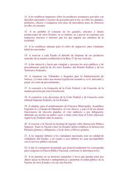 11. A no establecer impuestos sobre los productos extranjeros gravados con 
derechos nacionales o exentos de gravamen por la