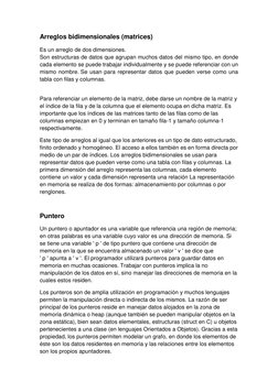 Arreglos bidimensionales (matrices) 
Es un arreglo de dos dimensiones. 
Son estructuras de datos que agrupan muchos datos del