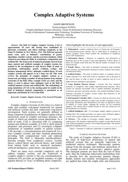 CIS Technical Report 070302A 
March 2007 
 
page 1 of 6 
Complex Adaptive Systems
JASON BROWNLEE 
Technical Report 070302A 
C
