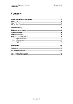 Acceptance: Deployment Checklist
[Project Name]
[Version: x.x]
______________________________________________________________