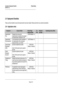 Acceptance: Deployment Checklist
[Project Name]
[Version: x.x]
______________________________________________________________