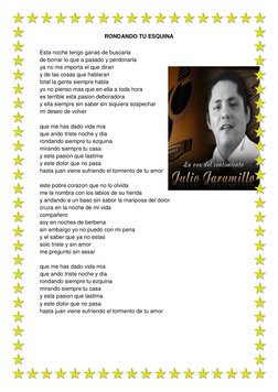 RONDANDO TU ESQUINA 
Esta noche tengo ganas de buscarla 
de borrar lo que a pasado y perdonarla 
ya no me importa el que dira