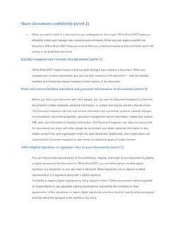 Share documents confidently (nivel 2) 
 
When you send a draft of a document to your colleagues for their input, Office Word