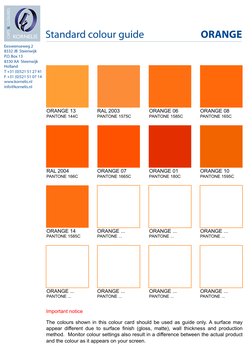 ORANGE 13
PANTONE 144C
RAL 2003
PANTONE 1575C
ORANGE 06
PANTONE 1585C
ORANGE 08
PANTONE 165C
RAL 2004
PANTONE 166C
ORANGE 07