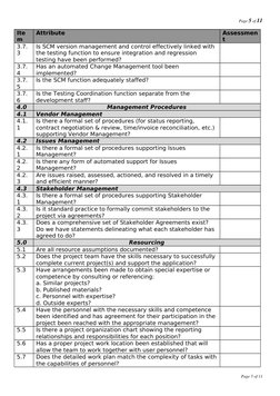 Page 5 of 11
Ite
m
Attribute
Assessmen
t
3.7.
3
Is SCM version management and control effectively linked with 
the testing fu
