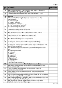 Page 8 of 11
Ite
m
Attribute
Assessmen
t
7.6.
5
Are there procedures to govern unit test cases, conditions, 
expected results