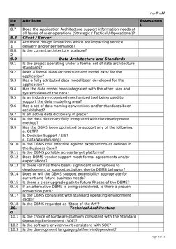 Page 9 of 11
Ite
m
Attribute
Assessmen
t
8.7
Does the Application Architecture support information needs at 
all levels of us