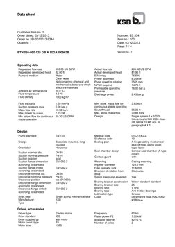 KSB Pump Data Sheet and Specifications | PDF | Pump | Mechanical ...