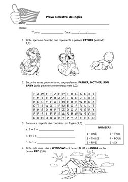 Prova Bimestral de Inglês 1º Ano | PDF
