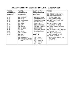 CAE Practice Test 1 Answer Key | PDF
