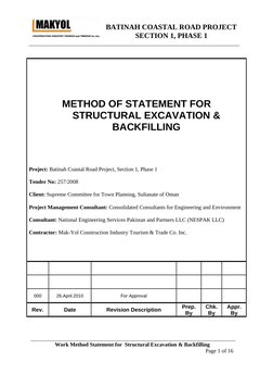Excavation & Backfilling Method Statement | PDF | Excavation ...