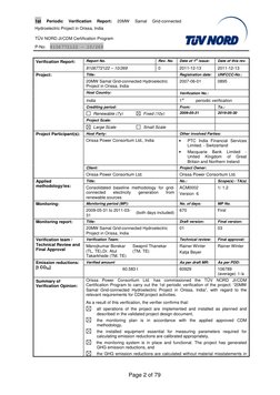 1st 
Periodic 
Verification 
Report: 
20MW 
Samal 
Grid-connected 
Hydroelectric Project in Orissa, India 
            
TÜV N