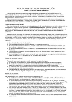 REACCIONES DE OXIDACIÓN-REDUCCIÓN:   
CONCEPTOS TEÓRICOS BÁSICOS
Las reacciones de oxidación-reducción (reacciones redox) son