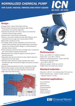IICCNN
www.ensival-moret.com
IISSOO 55119999 -- IISSOO 22885588
Performances :
-
/ Flow : up to 6500 m³/h (28,622 US gpm)
/ T