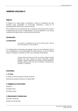 Armonía Aplicada II • 5 
Tecnicatura en Arreglos Musicales 
FHUC • ISM - UNL 
 
ARMONÍA APLICADA II 
 
 
Objetivo 
El objetiv