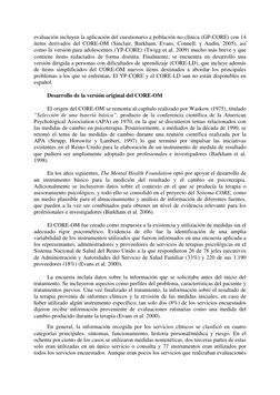 evaluación incluyen la aplicación del cuestionario a población no-clínica (GP-CORE) con 14 
ítems derivados del CORE-OM (Sinc
