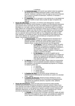 o medianos. 
 
4 - Control del juego : es la acción que realizan todos los jugadores 
del equipo para no perder fácilmente e