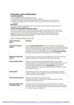 1
Information system building blocks
Learning objectives:
1). Review the fundamentals of information systems.
2). Understand