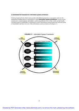 2
2) Understand the framework for information systems architecture
Unifying framework into which various people with differen