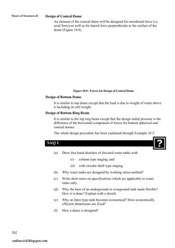 202 
Design of Conical Dome  
Theory of Structures-II 
 
An element of the conical dome will be designed for meridional f