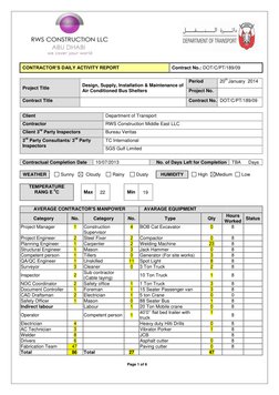 Contractor Daily Activity Report | PDF | General Contractor | Engineering
