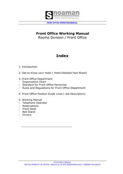 Front Office Operations Manual | PDF | Career & Growth