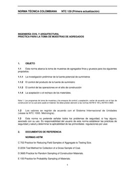 NORMA TÉCNICA COLOMBIANA 
NTC 129 (Primera actualización) 
 
1 
 
 
 
 
 
 
INGENIERÍA CIVIL Y ARQUITECTURA. 
PRÁCTICA PARA