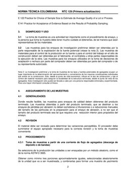 NORMA TÉCNICA COLOMBIANA 
NTC 129 (Primera actualización) 
 
2 
E 122 Practice for Choice of Sample Size to Estimate de Ave