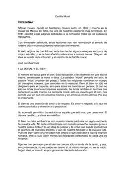 Cartilla Moral
PRELIMINAR 
Alfonso Reyes, nacido en Monterrey, Nuevo León, en 1889 y muerto en la 
ciudad de México en 1959,
