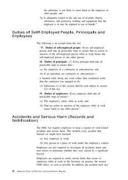 10   APPROVED CODE OF PRACTICE FOR LOAD-LIFTING RIGGING
the substance, is not likely to cause harm to the employee or
other p