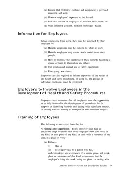 APPROVED CODE OF PRACTICE FOR LOAD-LIFTING RIGGING    9
(a) Ensure that protective clothing and equipment is provided,
access