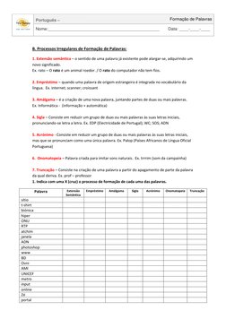 B. Processos Irregulares de Formação de Palavras:  
1. Extensão semântica – o sentido de uma palavra já existente pode alar