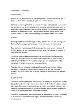 Costumbres y Tradiciones 
Toros coleados 
Se trata de una manifestación de gran arraigo en los Llanos venezolanos, que se 
ce