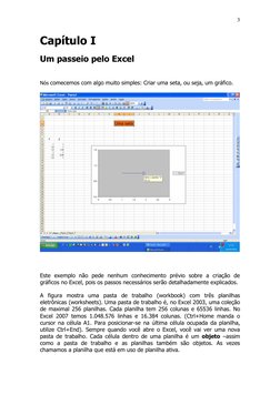 3 
Capítulo I 
Um passeio pelo Excel  
 
Nós comecemos com algo muito simples: Criar uma seta, ou seja, um gráfico.