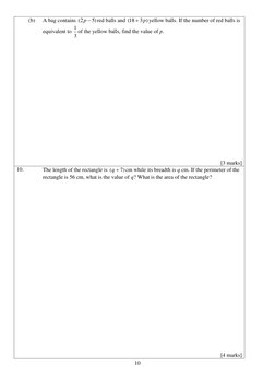 Form 2 Mathematics Revision Exercise | PDF | Area | Equations