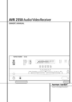 AVR 2550 Audio/VideoReceiver
OWNER’S MANUAL
AVR 2550
AM/FM
RDS
Power for the Digital Revolution™
®
