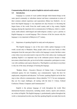 Communicating effectively in spoken English in selected social contexts 
1.0  
Introduction 
Language is a system of vocal sy