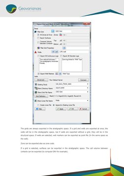 The grids are always exported in the stratigraphic space. If a grid and wells are exported at once, the 
wells will be