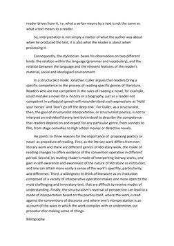 reader drives from it, i.e. what a writer means by a text is not the same as 
what a text means to a reader.  
So, interpreta