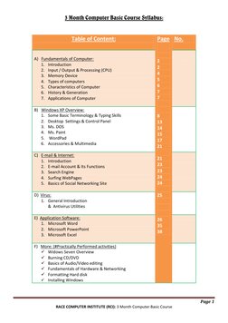 Basic Computer Course Short Form 3 Month Basic Computer Course Syllabus | PDF
