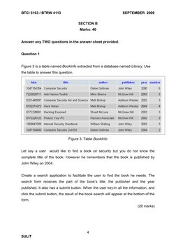 BTCI 5103 / BTRW 4113
                                      SEPTEMBER  2009
SECTION B
Marks: 40
Answer any TWO questions in t