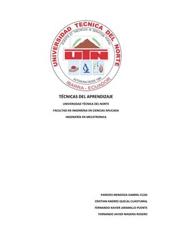 TÉCNICAS DEL APRENDIZAJE 
UNIVERSIDAD TÉCNICA DEL NORTE 
FACULTAD EN INGENÍERIA EN CIENCIAS APLICADA  
INGENIERÍA EN MECATR