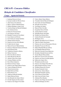 $JHQWHGH3RUWDULD
&DUJR
5HODomRGH&DQGLGDWRV&ODVVLILFDGRV
&5($3,&RQFXUVR3~EOLFR
Lindomar Pereira de Sousa
1
Luciana