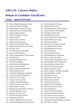 $JHQWHGH3RUWDULD
&DUJR
5HODomRGH&DQGLGDWRV&ODVVLILFDGRV
&5($3,&RQFXUVR3~EOLFR
Nayana Raquel Fernandes de Araujo
14