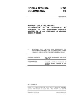 NTC 93: Resistencia al Desgaste de Agregados | PDF | Referencia ...