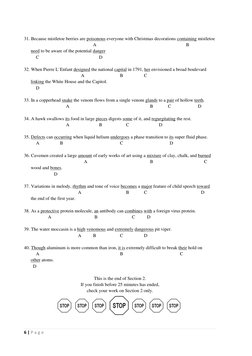 6 | P a g e  
 
31. Because mistletoe berries are poisonous everyone with Christmas decorations containing mistletoe 
 
A 
B