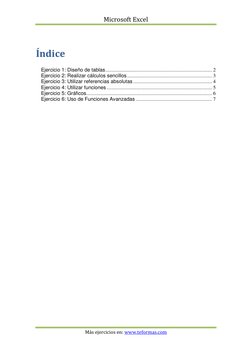 Microsoft Excel 
 
 
Más ejercicios en: www.teformas.com  (http://www.teformas.com/)
 
 
Índice 
 
Ejercicio 1: Diseño de tab