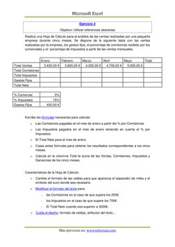 Microsoft Excel 
 
 
Más ejercicios en: www.teformas.com  (http://www.teformas.com/)
 
Ejercicio 3  
Objetivo: Utilizar refer